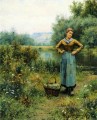 風景の中の少女 田舎の女性 ダニエル・リッジウェイ・ナイト